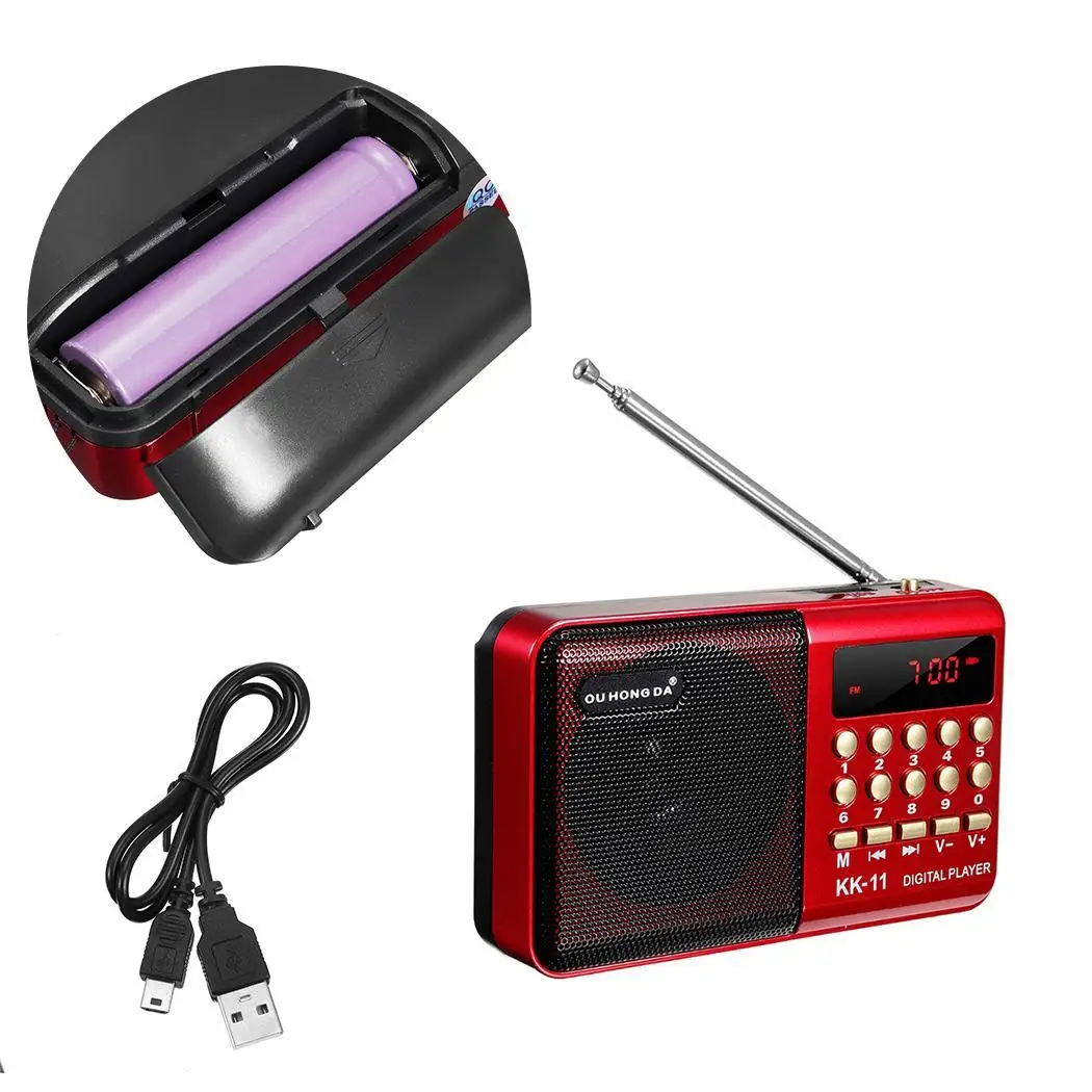 Перезаряжаемое портативное мини радио цифровое FM USB DC 5V 0.5A 70 МГц 108 TF 3 Вт MP3 7 в/1200