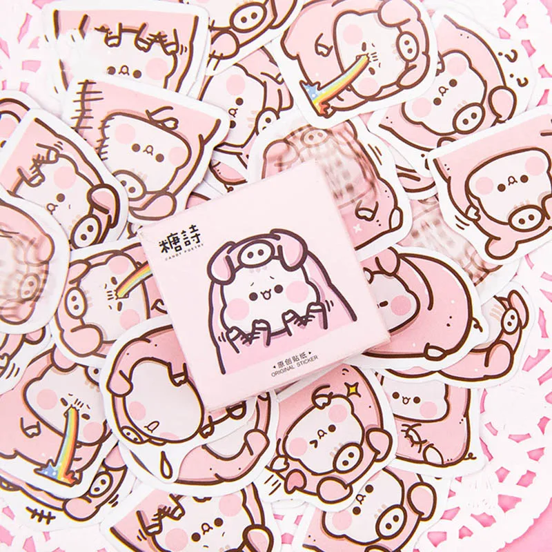 45 шт. милые канцелярские наклейки Kawaii Pig Розовые Бумажные Клейкие для детей DIY