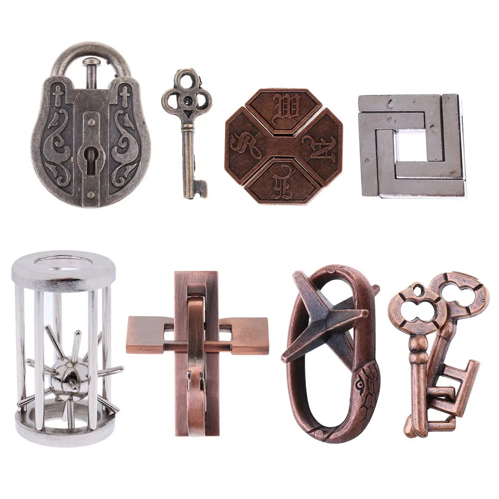 

8 шт., 3D замки, логическое мышление, металлические головоломки, замки, креативное мышление, обучающая игра для взрослых детей