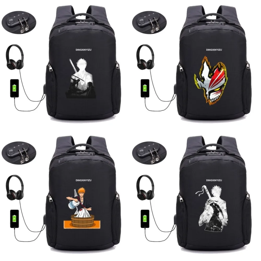 

anime bleach Backpack 16 inch Men Laptop Backpacks Multifunction USB Charge Computer Backpacks Anti-theft Backpack 10 style