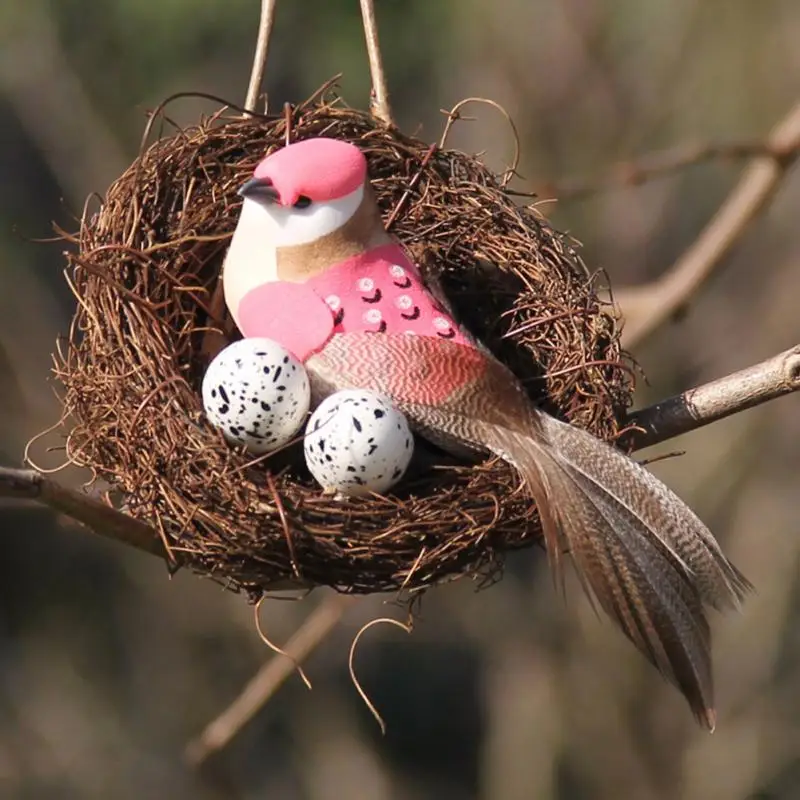 Artificial Birds Nest Easter Simulation Eggs Model Micro Fairy Round Garden Decoration Miniature Figurine Toys DIY Accessories | Дом и сад