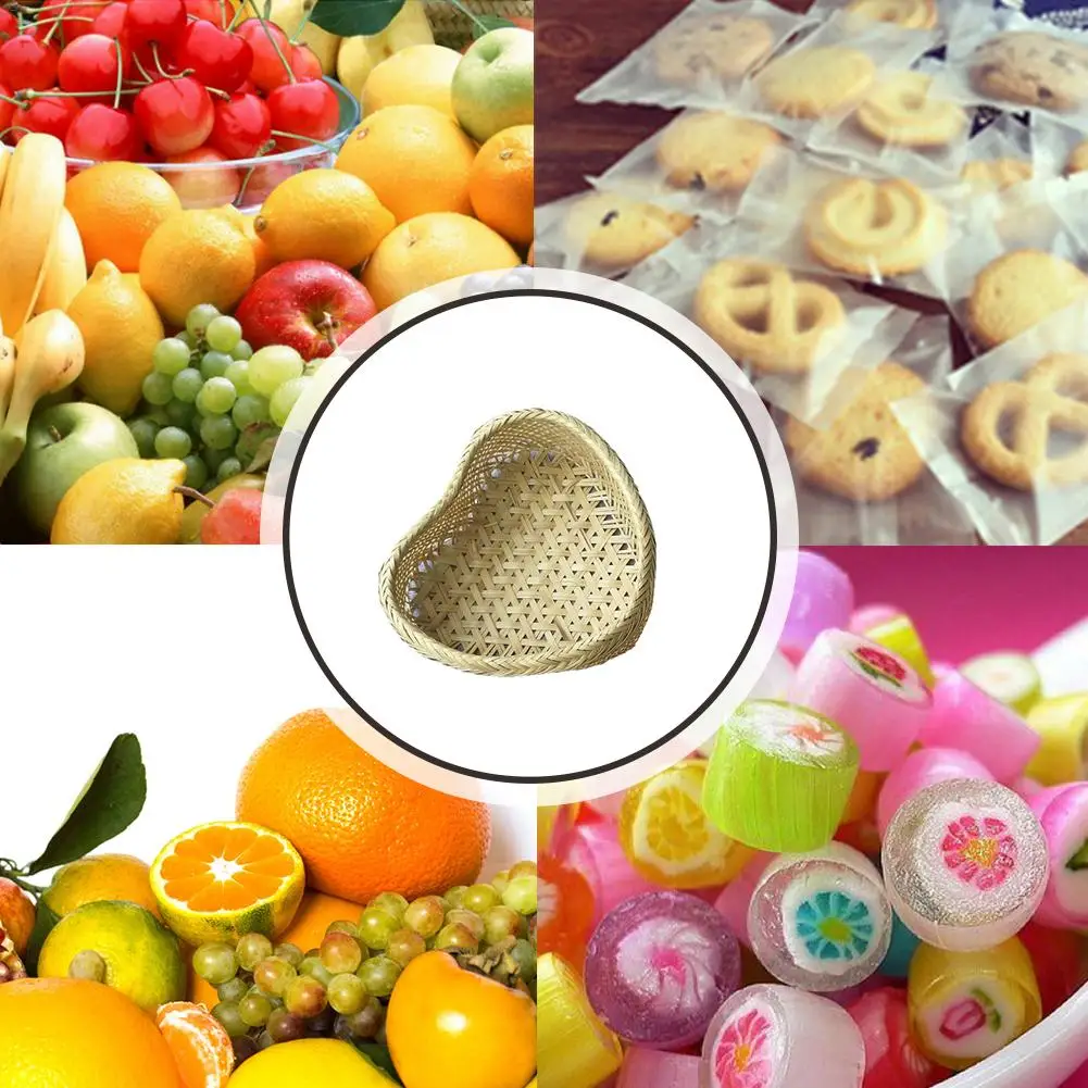 Натуральная плетеная бамбуковая корзина ручной работы в форме сердца для белья