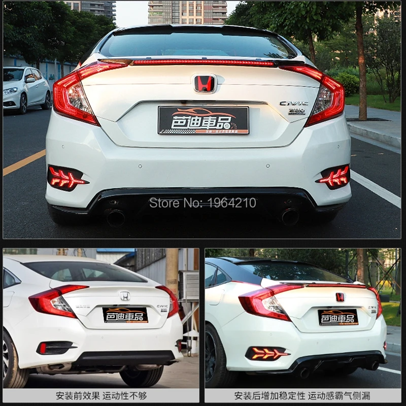 Базовый цветной задний спойлер для Honda Civic 4DR Sedan 2016 2017 2018 из АБС пластика|Спойлеры