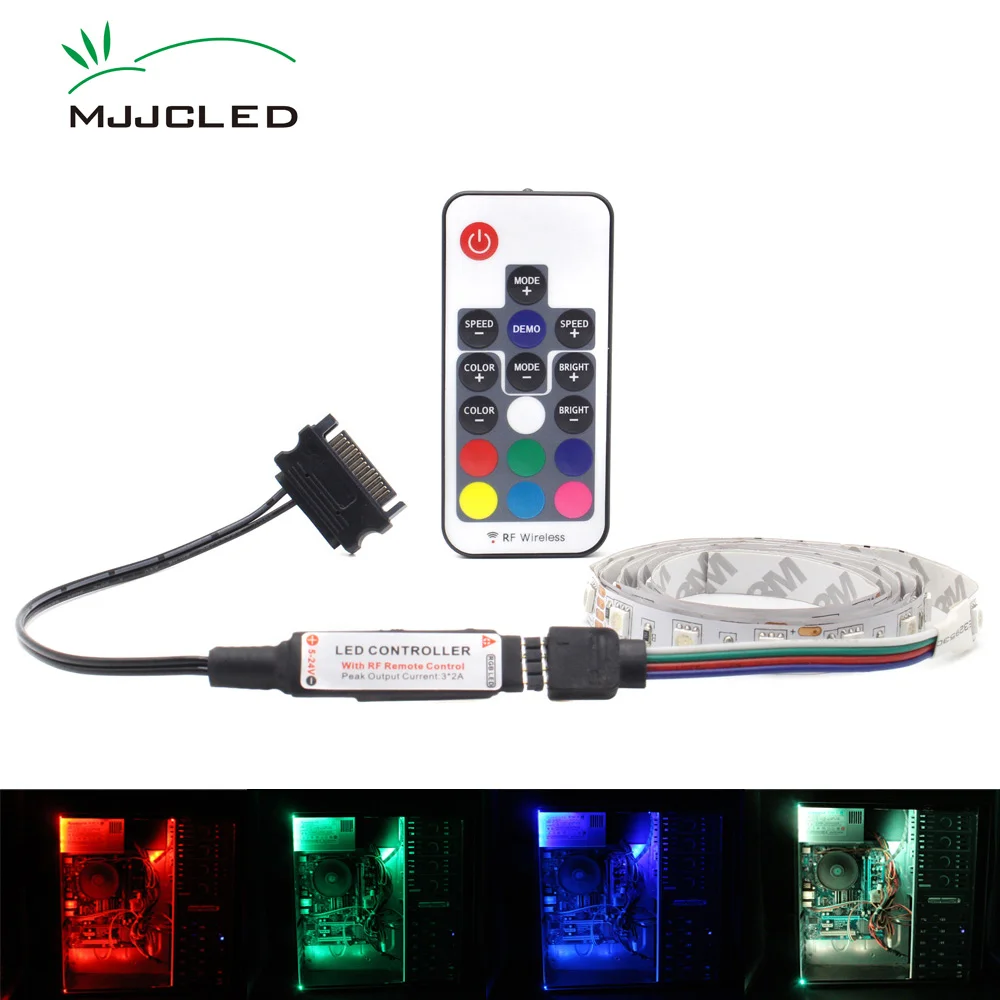 Чехол для ПК со светодиодсветодиодный RGB лентой, чехол для компьютера, 5050 светодиодный полос, чехол для ПК, 12 В, интерфейс SATA, беспроводная магнитная лента RGB для компьютера
