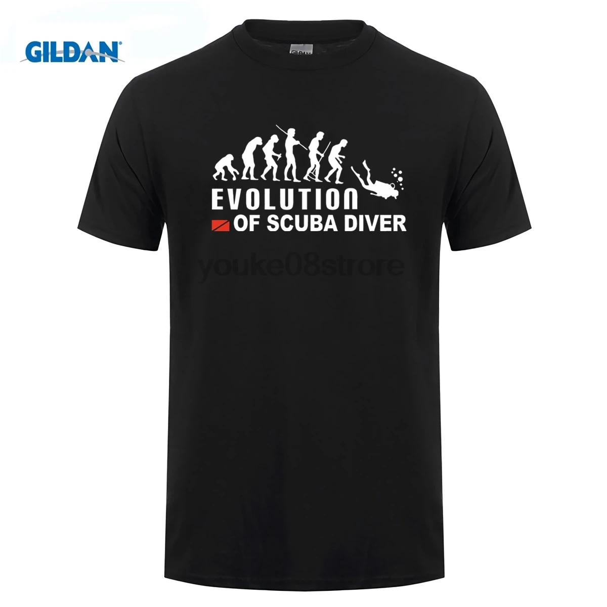 GILDAN Evolution of Scuba Diver Dive Down Flag Funny black футболка мужская летняя хлопковая футболки |