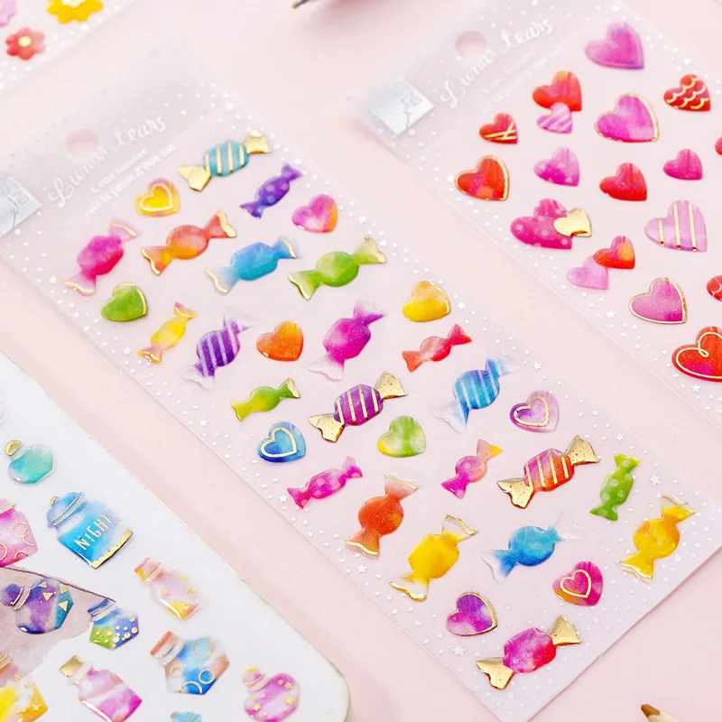 1 лист Kawaii наклейки &quotЕдинорог&quot Кристалл 3D Новинка клей для детей DIY