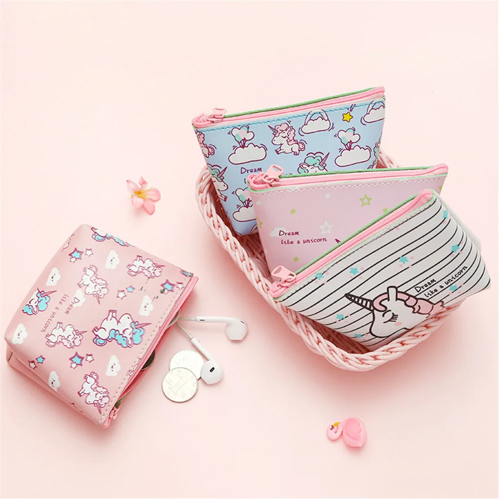 Сумки для женщин 2019 держатель бумажника монет Kawaii животные Единорог мини