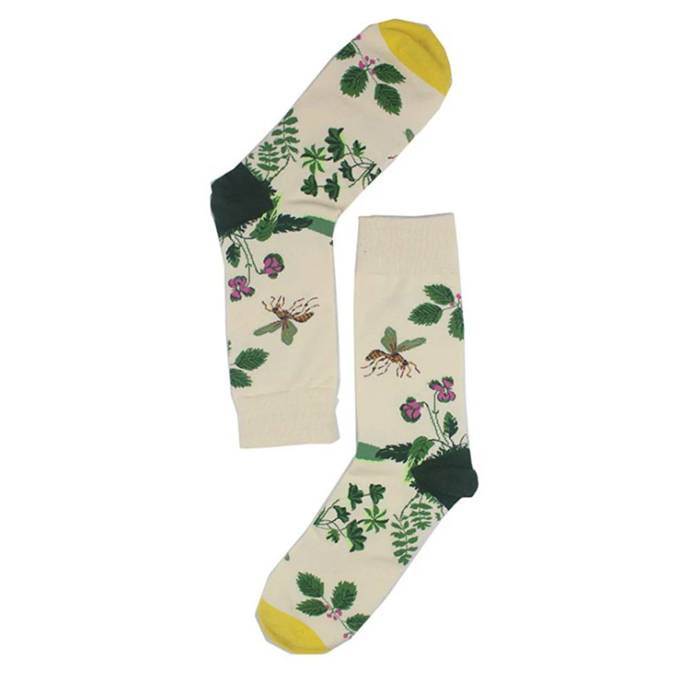new Men Short socks Women print floral Colorful Sock combed cotton funny Socks Men's big size crew | Мужская одежда