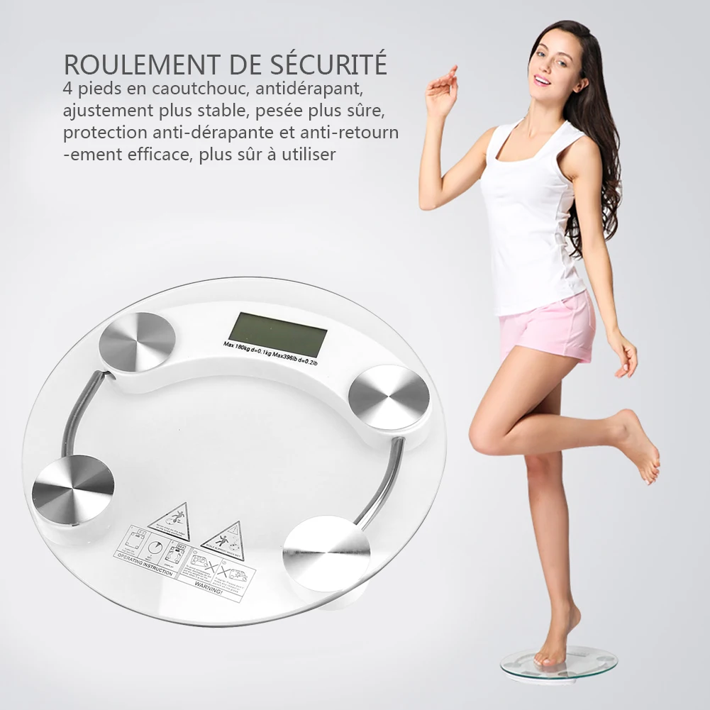 Electronic Weighing Scale Round Digital LCD Tempered Glass Scale for Home Lb/Kg 26CM Household Healthy Care Hot Toiletry Kits