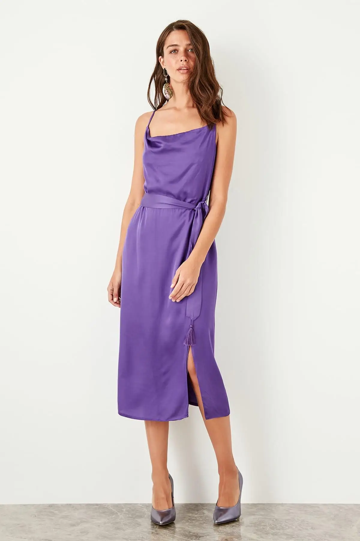 Trendyol фиолетовый пояс для подтяжек платье TWOSS19XM0127 | Женская одежда