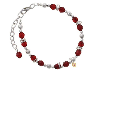 Goldtone Mini October Hot розовое хрустальное сердце бордовый браслет из бисера| |