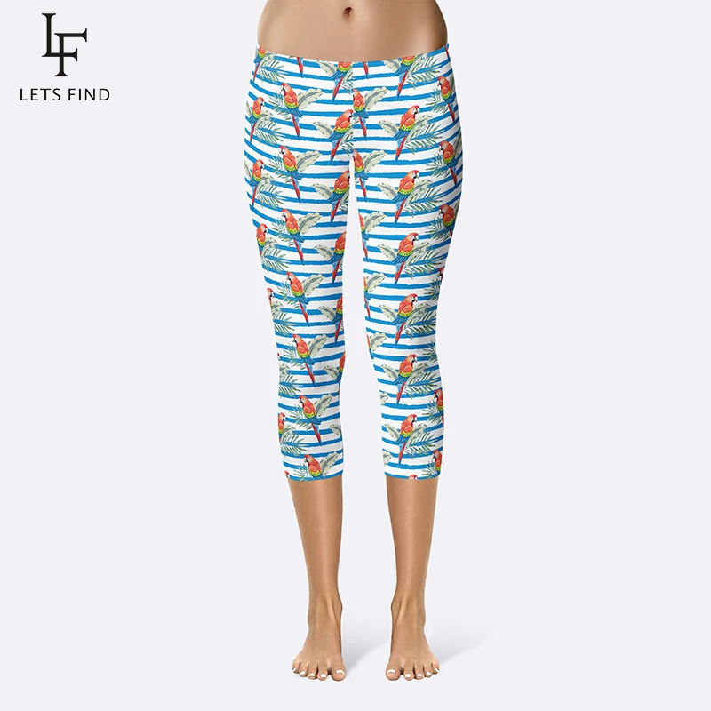 Letsfind попугай печатных Капри Леггинсы со средним обхватом талии высокого