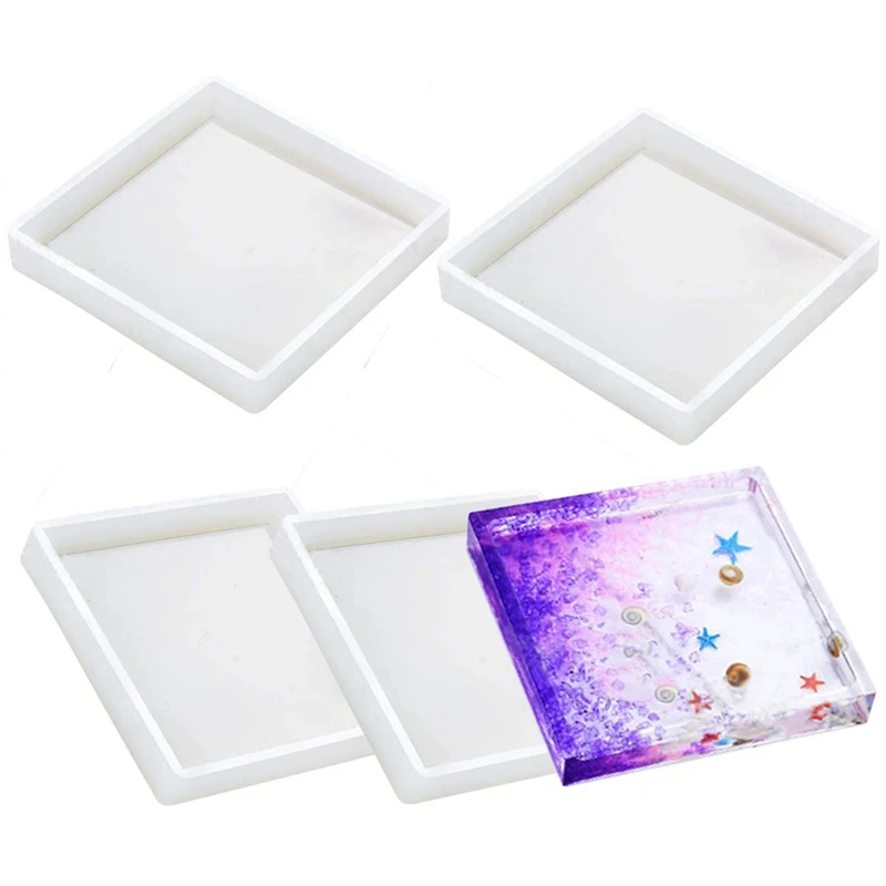 Silicone Coaster Molds Resin Mold Clear Epoxy For Casting With Concrete Cement And Polymer Clay (4 Pac | Дом и сад