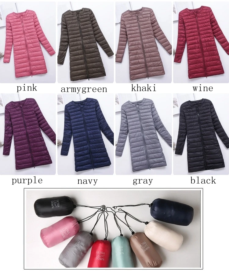 Jacket female Long Duck Down Jacket Women Lightweight Warm Linner Slim Portable ladies Coats