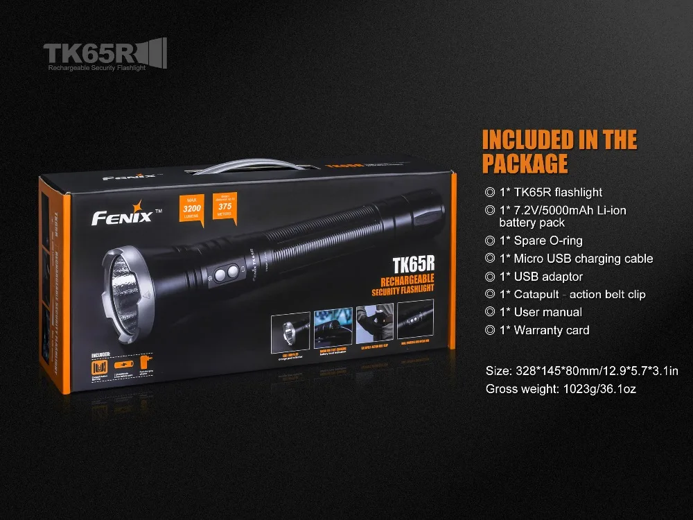 Фонарик Fenix TK65R перезаряжаемый с Micro USB 3200 люмен Cree XHP70 литий ионный