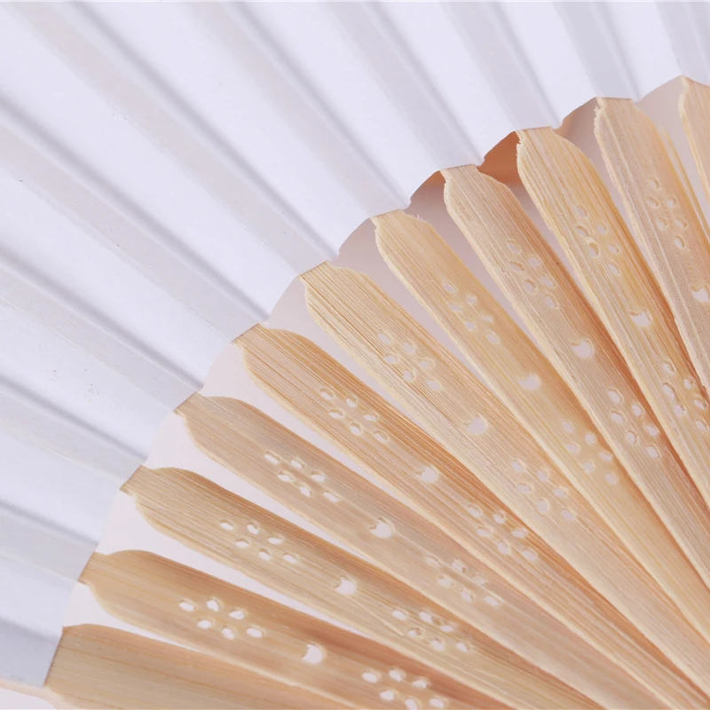 

50 pcs/lot White Folding Elegant Paper Hand Fan Wedding Party Favors 21cm(white)