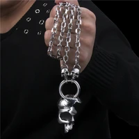 elfasio mens large heavy broken skull face gothic stainless steel pendant necklace chain set