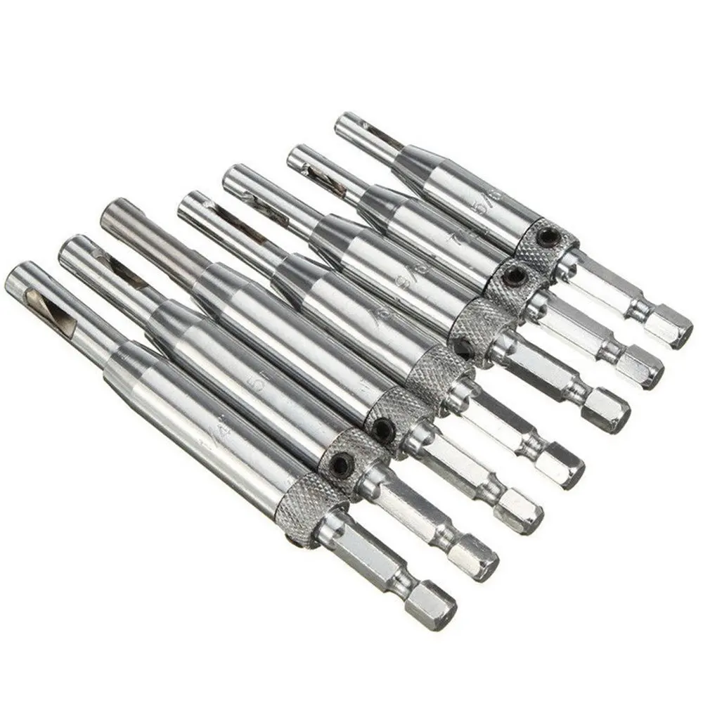 

WSFS Hot 7PCS Door Self-Centering Hinge Drill Bit + 6pcs Hex Shank 90 Degree 5 Flute Chamfering Drill 6mm-19mm + 4PCS HSS