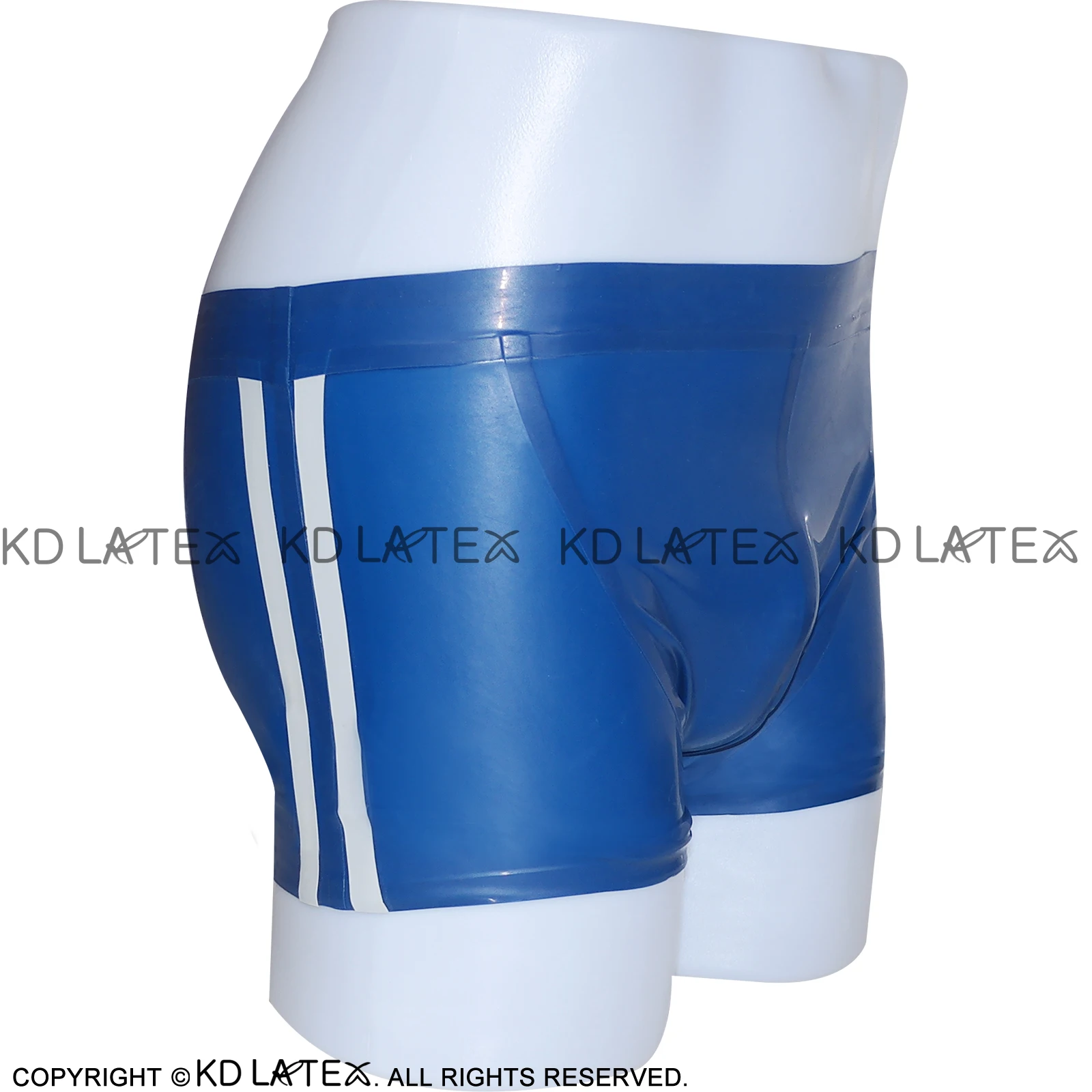 

Blue And White Stripes Two Sides Sexy Latex Boxer Shorts Rubber Boyshorts Underpants Underwear DK-0004