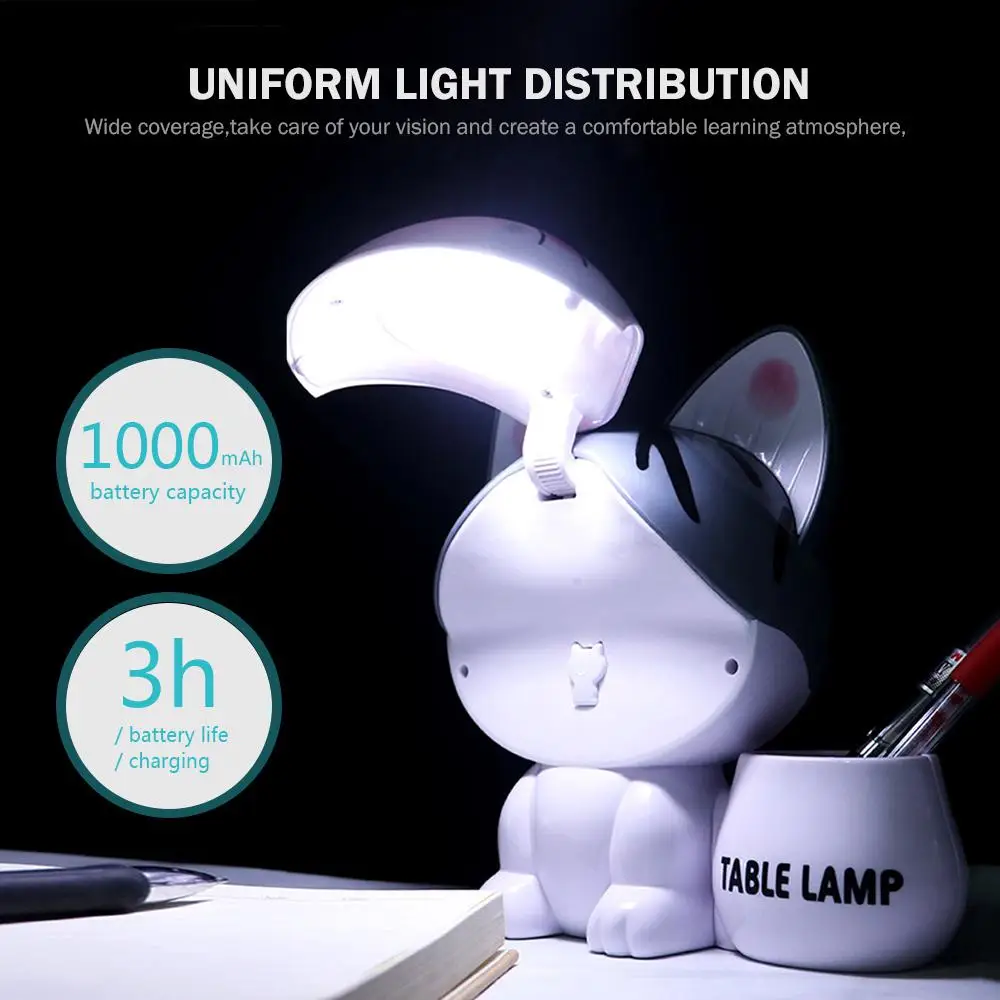 Lucky Cat Multi use настольная лампа складная Студенческая для чтения с держателем ручки