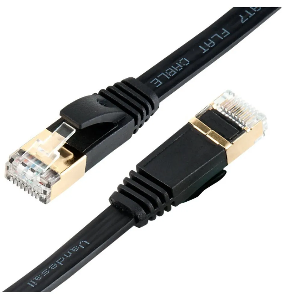 Плоский сетевой Ethernet кабель Lan Cat7 черные сетевые кабели UTP RJ45 20 м 15 10 5 3 2 1
