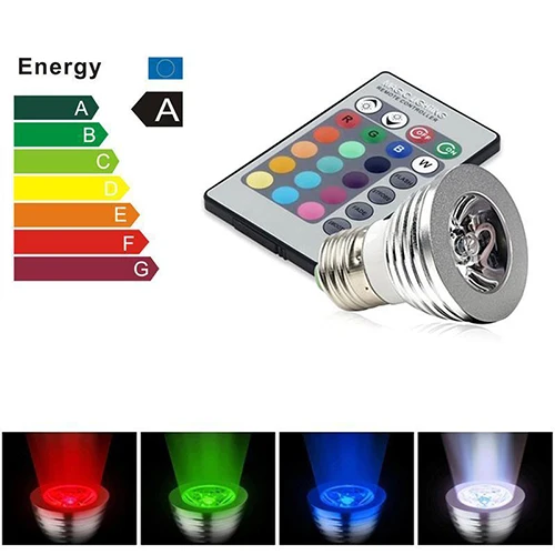 E27 3W светодиодный RGB точечный свет лампы беспроводной пульт дистанционного