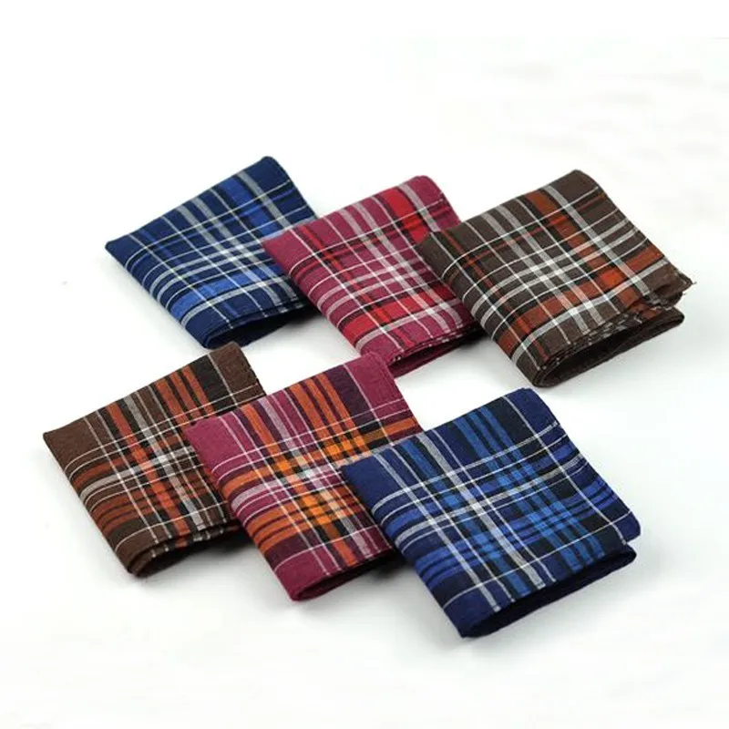 10pcs/lot striped plaid Christmas festival handkerchief cotton Fabric Hanky Party Handkerchiefs Casual unisex Pocket Square | Аксессуары