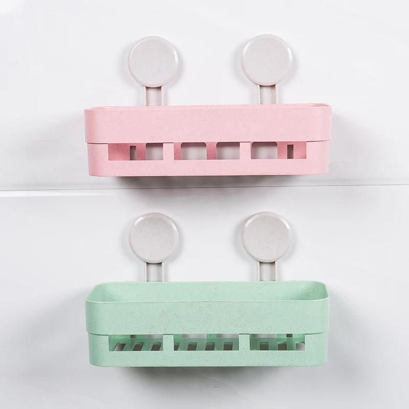 Suction Cup Bathroom Shelf Shampoo Holder Cosmetics Organizer Two Suckers Practical Storage Rack Kitchen Tools | Дом и сад