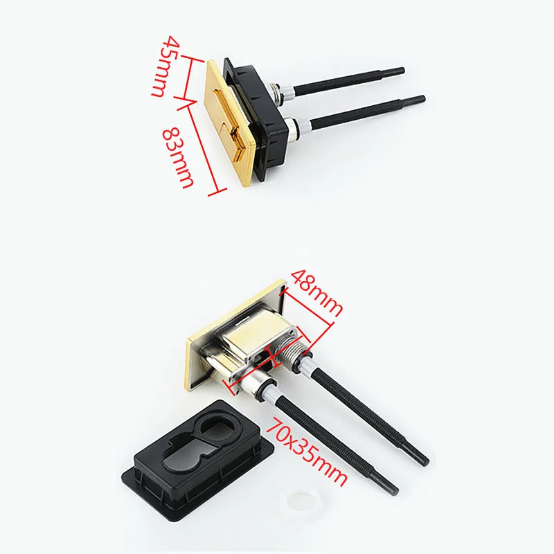 83X45mm Gold color Square ABS plastic Toilet double push button water tank cover flush switch dual J18261 | Обустройство дома