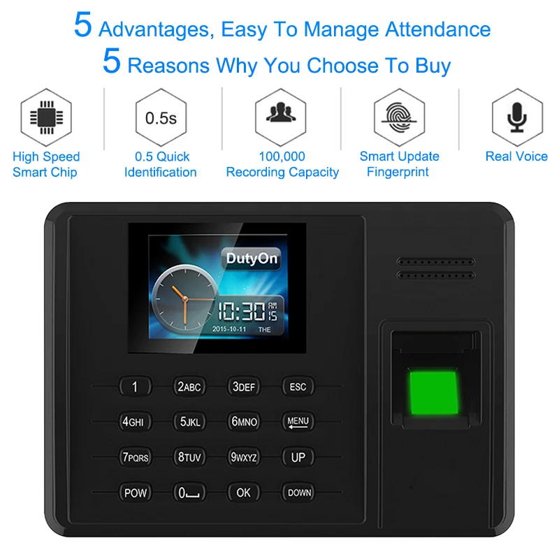 Eseye Biometric Fingerprint Attendance System USB Reader Office Clock Recorder Employee Device Machine | Безопасность и защита
