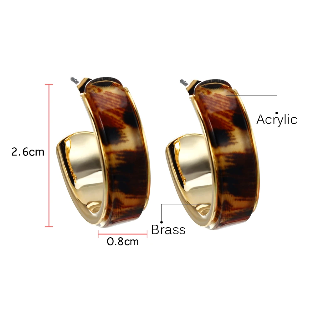 Полукруглые серьги-кольца с акриловым леопардовым принтом роскошные фирменные