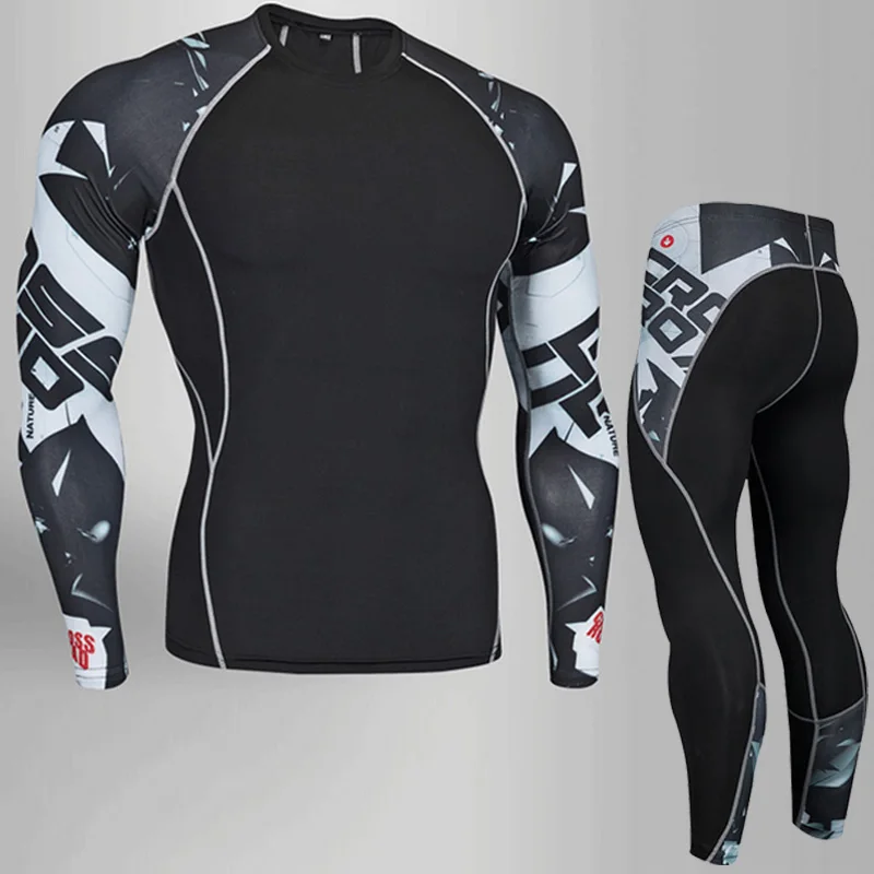 Quick-Drying Men's Comprehensive Training Suit Gym Compression Sports T-Shirt Jogging Tight Sportswear Clothes 4XL Oversize