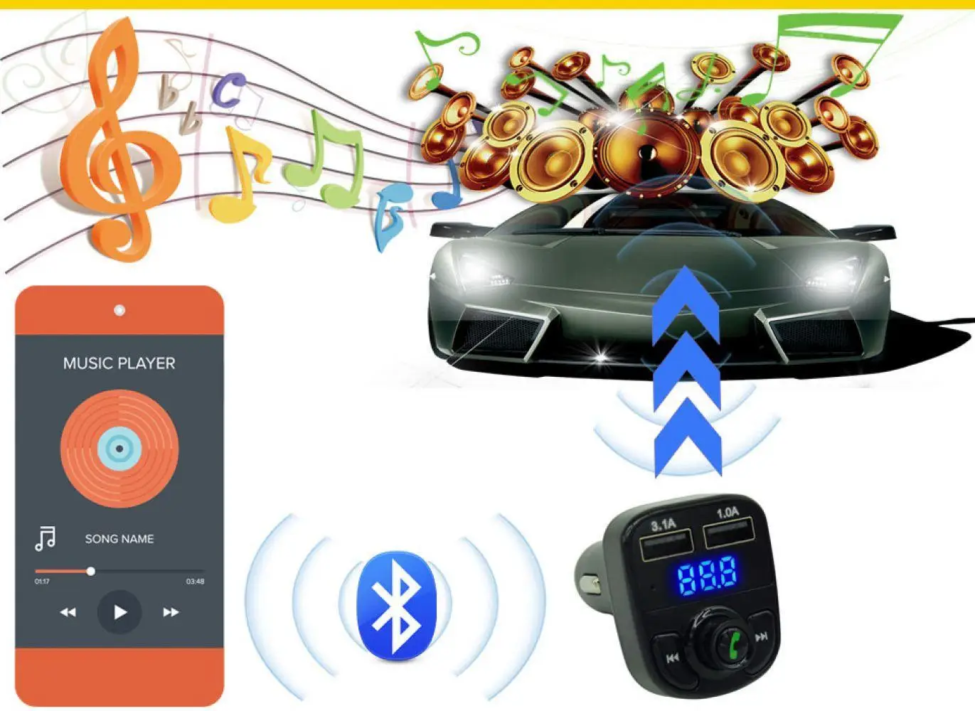 Автомобильные FM передатчики Aux модулятор Bluetooth 4 0 Handsfree автомобильный аудио mp3
