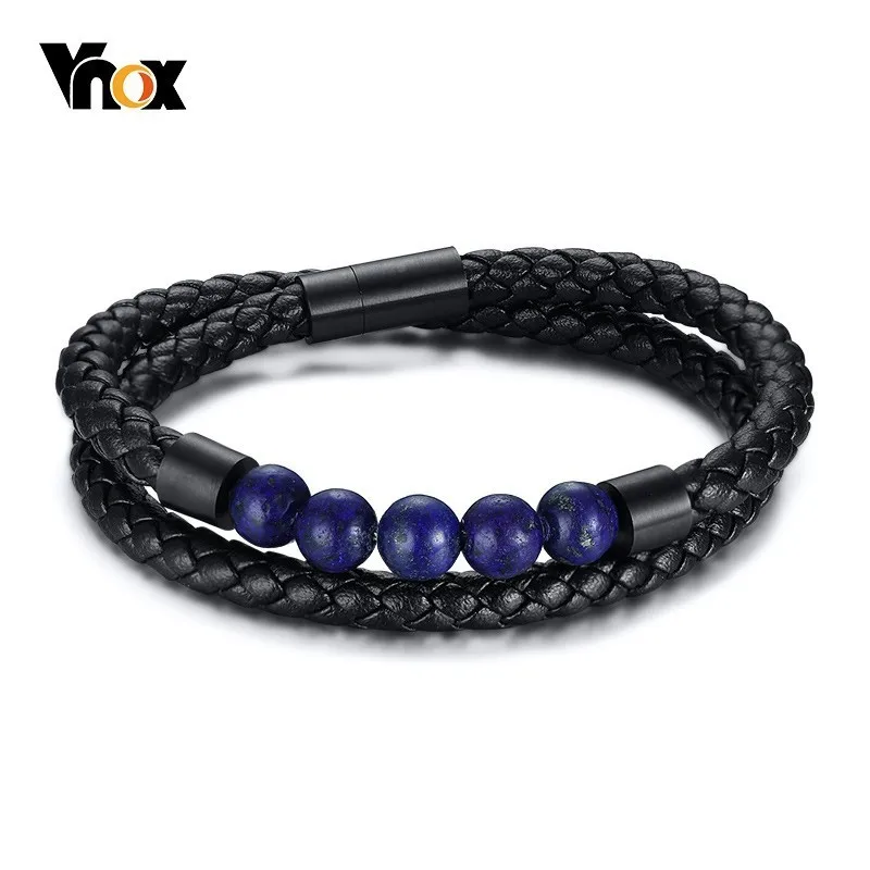 Vnox Уникальные Подвески из природного камня мужские браслеты с магнитной