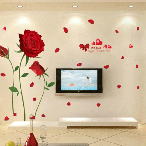 Romantic Valentine's Day PVC Mural Removable Wall Stickers Decals Room Home Decoration Valentine | Дом и сад