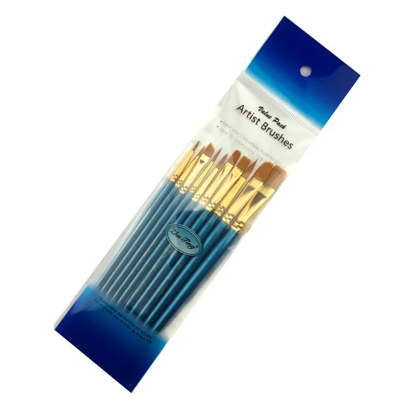 10Pcs Watercolor Gouache Paint Brushes Different Shape Round Pointed Tip Nylon Hair Painting Brush Set Drawing Art Supplies | Канцтовары
