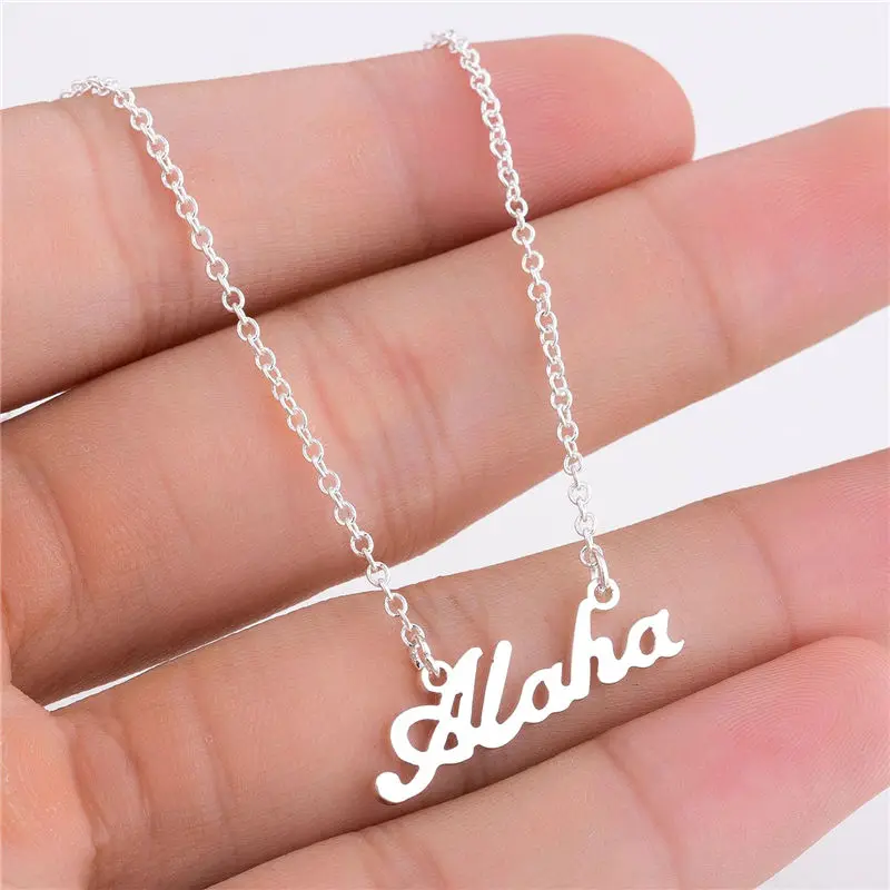 Модное ожерелье с подвеской Aloha женская бижутерия золотая цепочка из нержавеющей