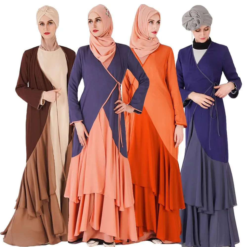 Женское кимоно Abaya мусульманское Макси платье с оборками вечернее запахом
