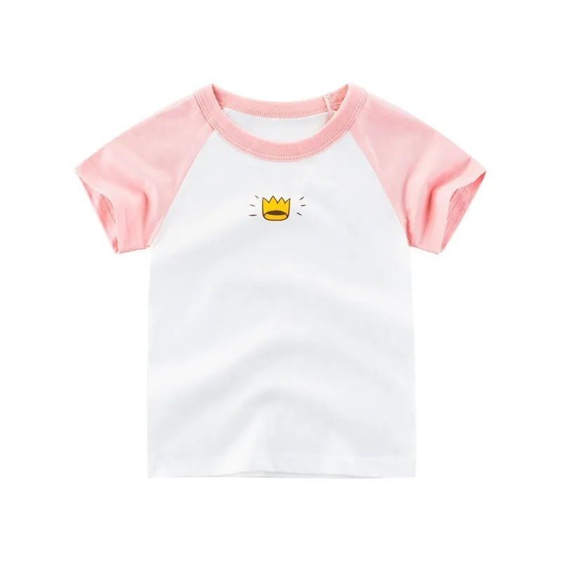 

Kids Girls Summer Pink T-shirt Fashion Cartoon Children Cotton Short Sleeve Beach Tops T-shirts For Girl Toddler Baby Clothes