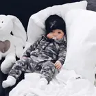 Детский комбинезон на молнии Pudcoco, камуфляжный комбинезон для новорожденных мальчиков 0-24 месяцев, армейский зеленый костюм с капюшоном