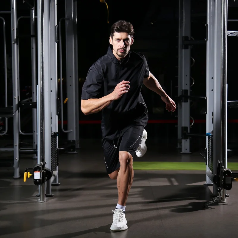 Мужской спортивный костюм для сауны шорты с коротким рукавом спортивная одежда