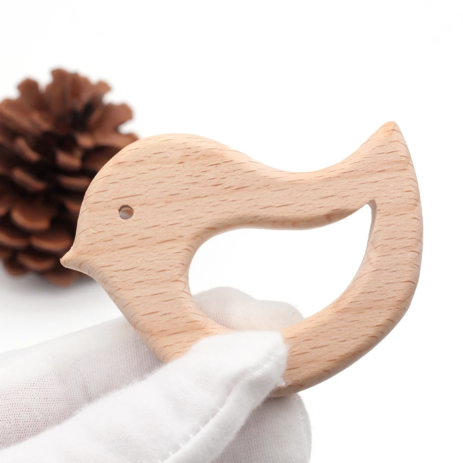 

20pc Wooden Teether Wood Pendant For Pacifier Chain Teething Toys Cute Animal Shape Food Grade Material Baby Teethers DIY Crafts
