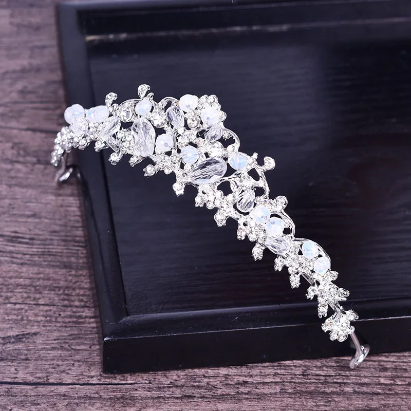 Rhinestone Fashion Tiara Crown Beaded Headdress Hair Accessories for Wedding Girls Birthday Party Headband Jewelry Gift Handmade | Украшения