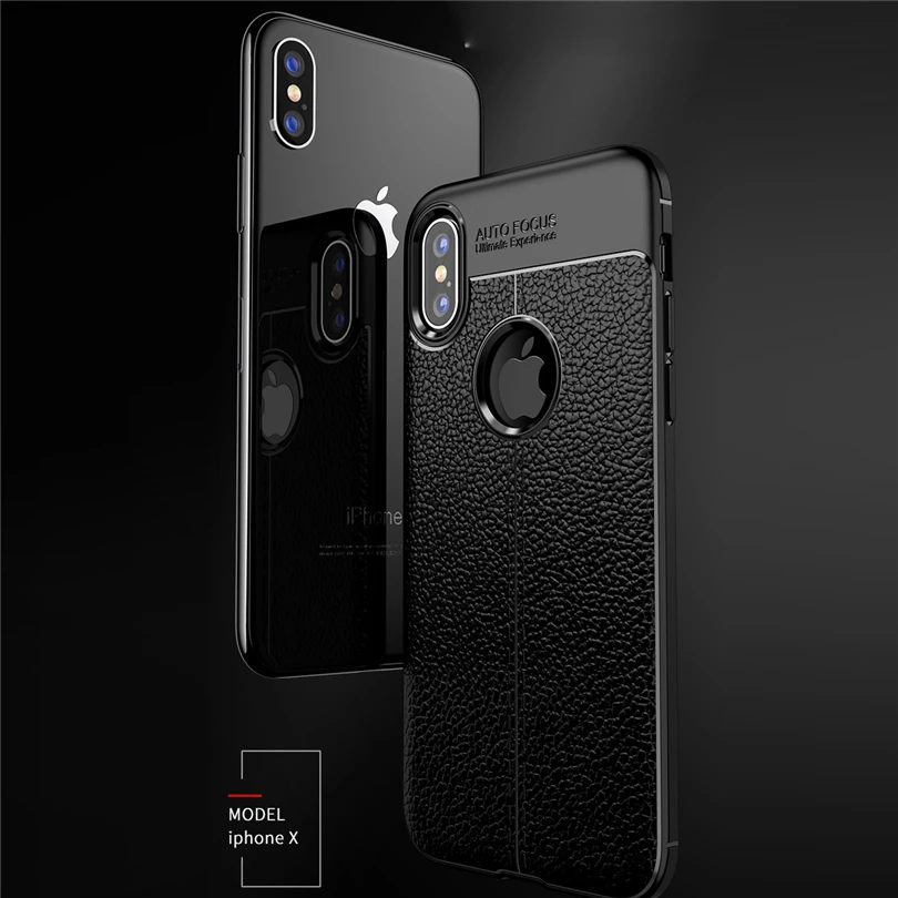 Мягкий чехол для телефона iPhone X XR XS Max SE 5 6 6S 7 8 Plus противоударный кожаный из ТПУ с
