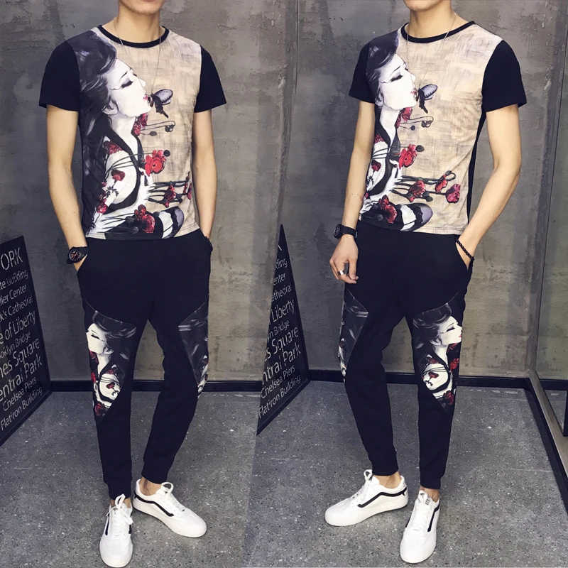 2019 весна лето размер M 5XL мужские комплекты Спортивный костюм футболки Chandal Hombre 2