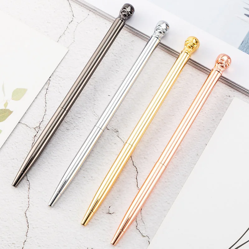 

1pc Luxury Ball Pens Novelty Skull Ballpoint Pens Metal Ball Pens For Kids Boys Gifts Office Supplies Korean Stationery