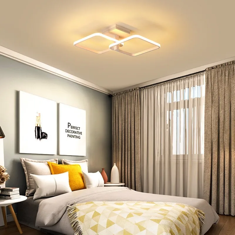 

New LED Ceiling Light For Living Room Dining Bedroom Dimmable With Remote White Coffee Frame Lighting Fixture Lamparas De Techo