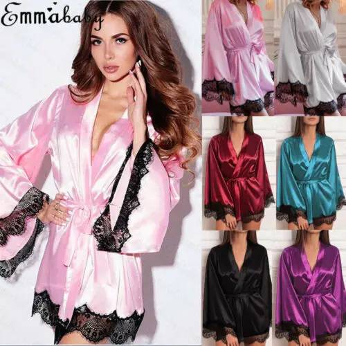 Sexy Womens Lingerie Sleepwear Lace Satin Babydoll Robe Underwear Night Dress | Тематическая одежда и униформа
