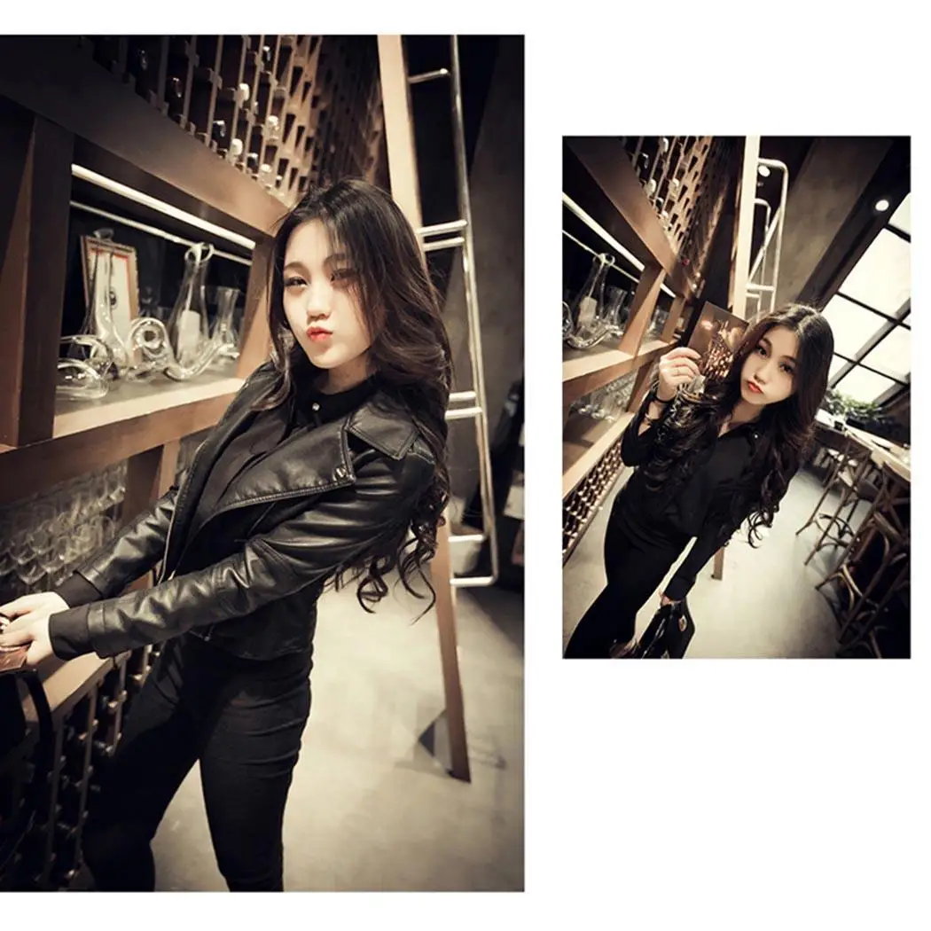 Новая мода для женщин Локомотив искусственная кожа Обычная Повседневная куртка