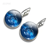 12 constellation leo virgo gemini hook earrings glass cabochon pendant zodiac sign earrings jewelry birthday gift for women girl